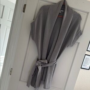 Gray Knit Open Front Cardigan w/Pockets